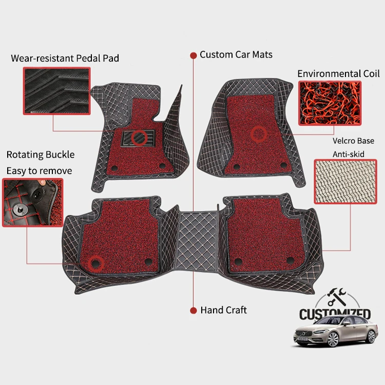 High Quality Factory Price Luxury Leather Diamond Custom Car Mat Waterproof Anti-slip 9d 7d Car Floor Mats