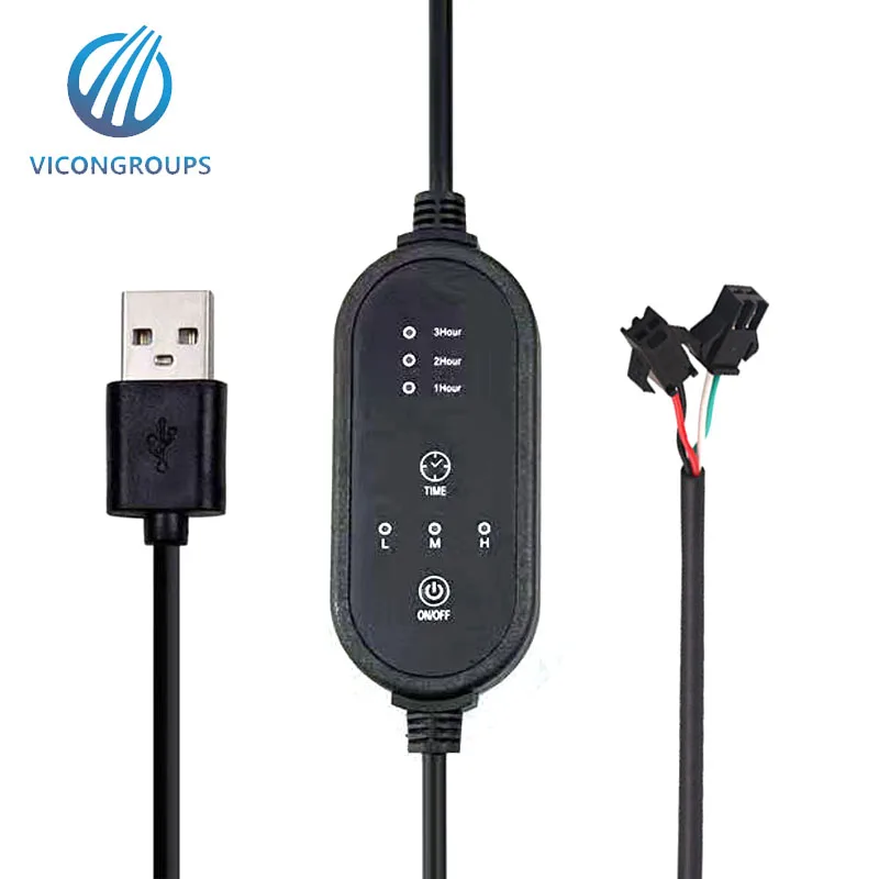 5V/12V/24V Level 3 Heating and Timer Switch USB DC Cable Switch