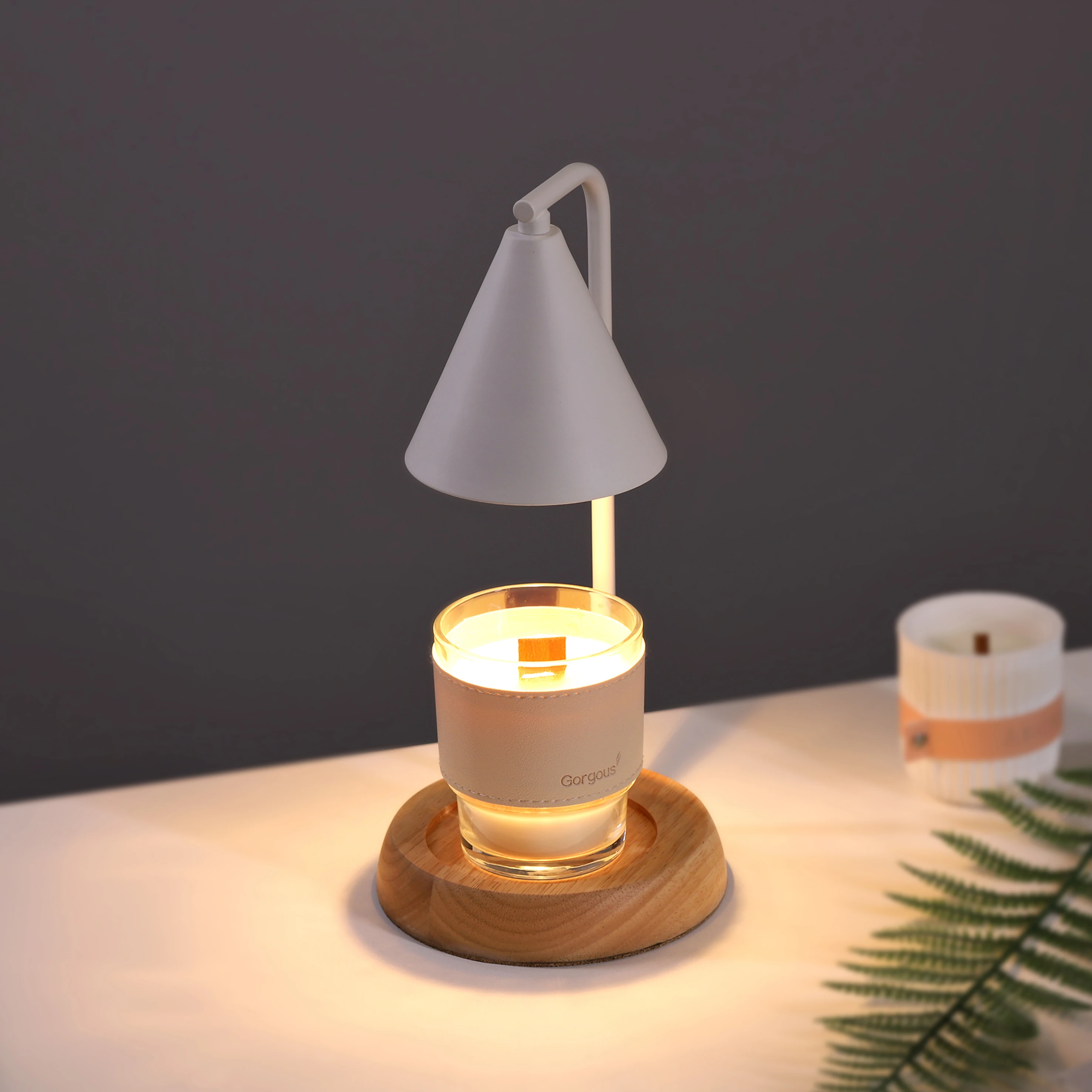 Wood Base Hot Candle Warmer Lamp Electric Gift for Mom Bedroom Home Decor Dimmable Wax Melt Warmer Scented 2 Bulbs Jar Candles