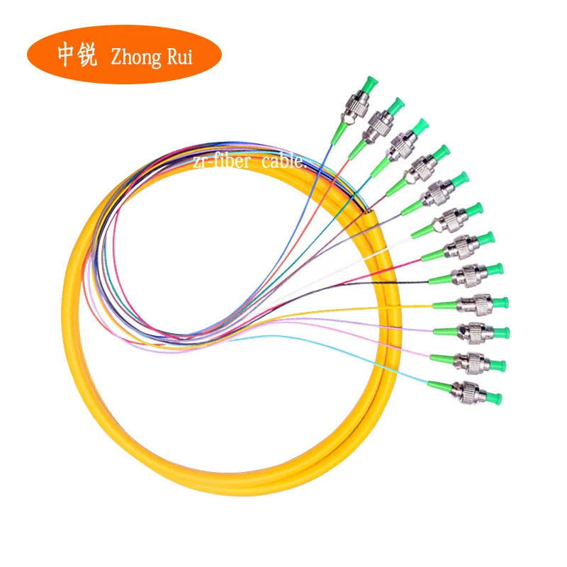 China Manufacturer 12 Core Colored Optical Fiber Pigtail Fiber Optic Patch Cord