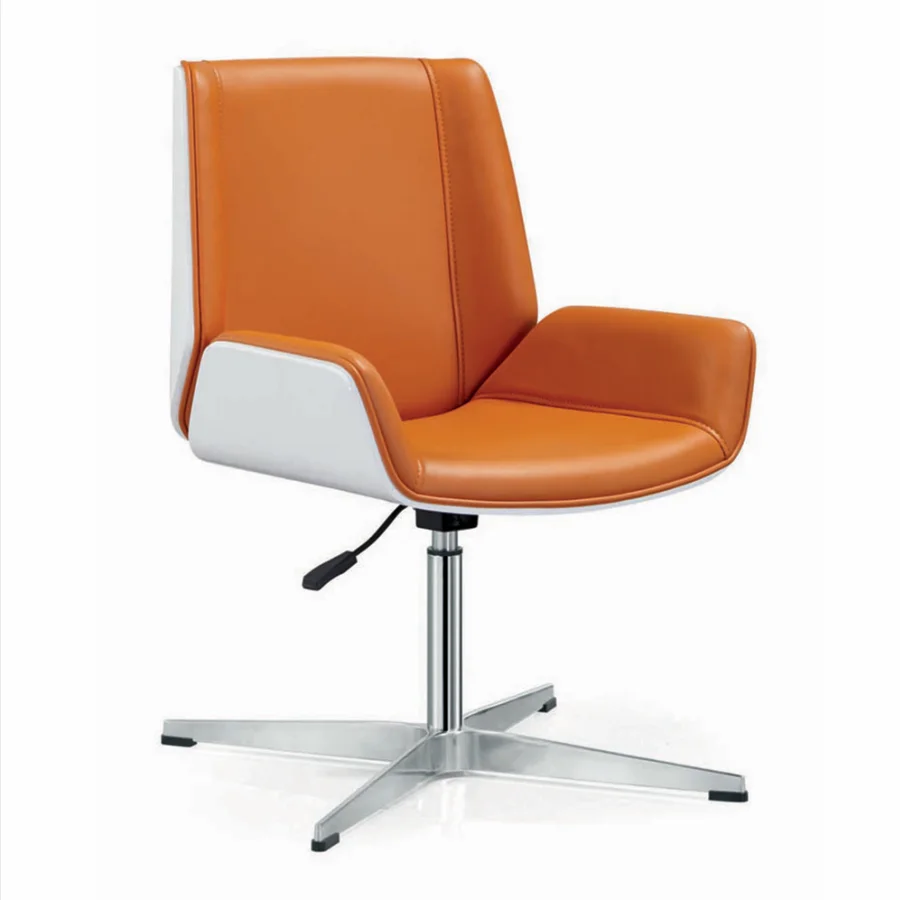 China Factory Mid Back Wood Grain Chair Back Shell PU Leather Office Chair Hot sale Swivel Visitor Chair