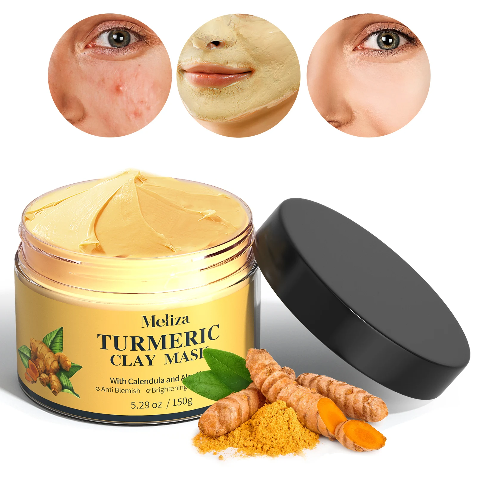 Private Label Skin Care Natural Organic Brightening Pore Refining Nourishing Vitamin C Turmeric Clay Mask