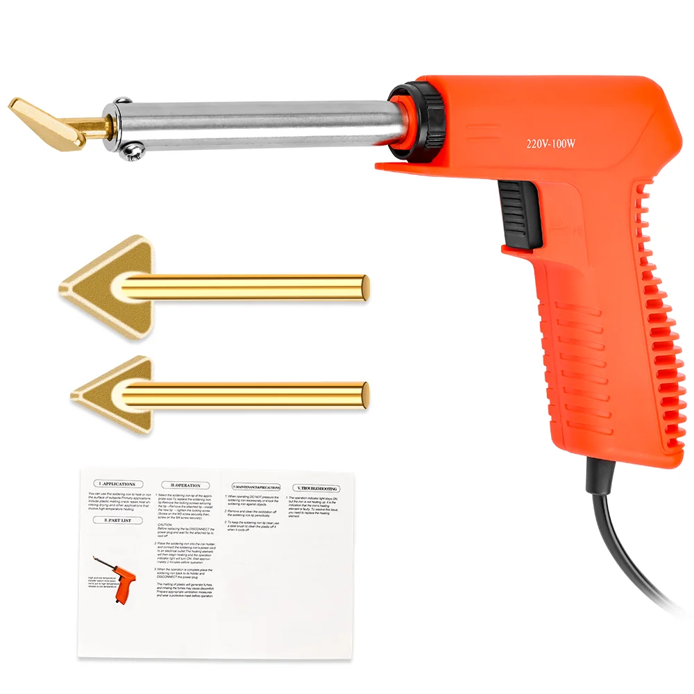Car Bumper Repair Tool 2 Welding Tips 100W Plastic Welding Kit Soldering Iron Gun Plastic Welder