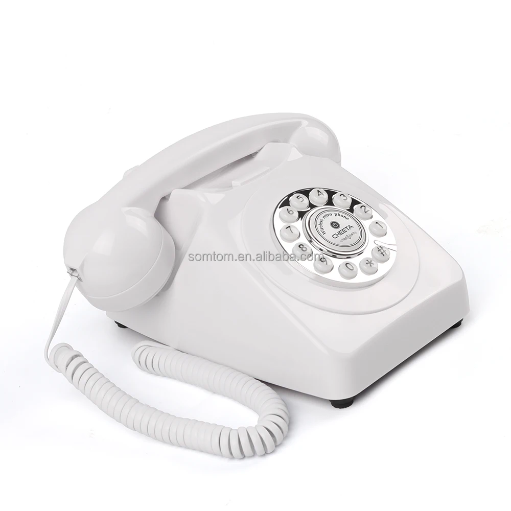 High Quality Old Fashion White Retro Antique Style Fixed Corded Telephones Wireless Phone with Dial Screen
