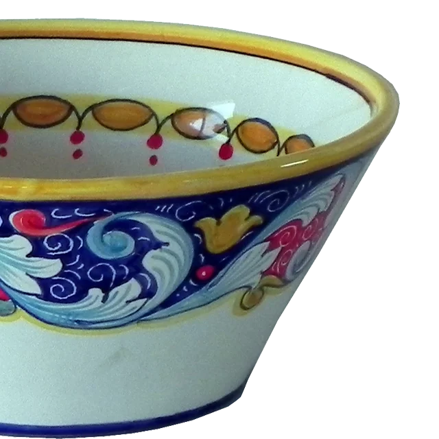 20CM / 7.8IN CERAMIC ROUND BOWL WITH RENAISSANCE DESIGN HANDMADE IN ITALY BOLO CON DISEGNO RINASCIMENTO 20CM HANDMADE IN ITALY