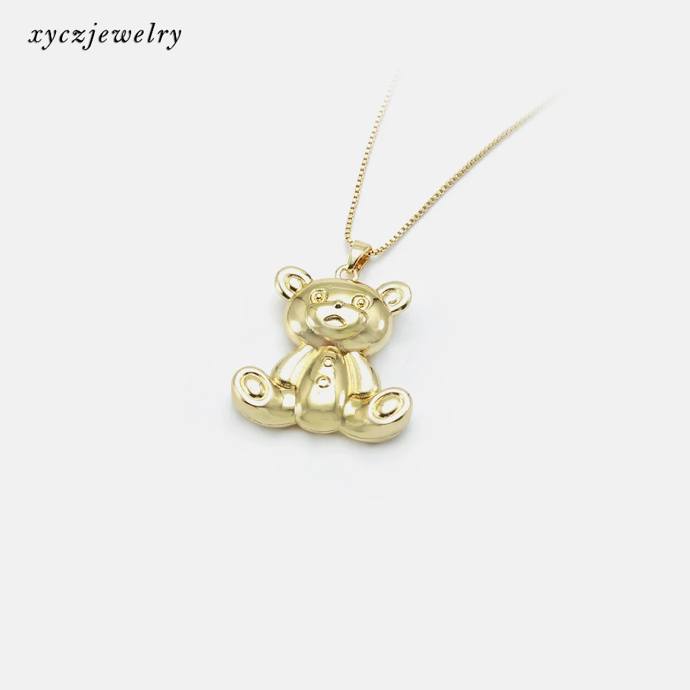Милый мультфильм медведь формы без камня латунь кулон ожерелье