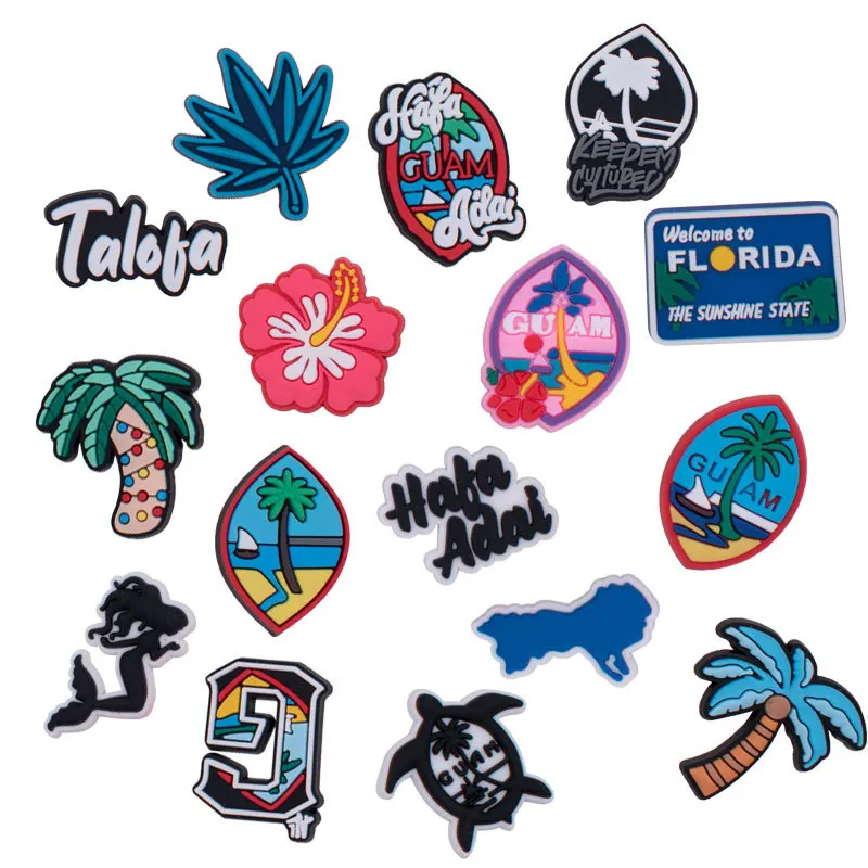 2023 new guam island hawaii beach shoe charms summer theme  shoes decorations accessories charms for kid gift