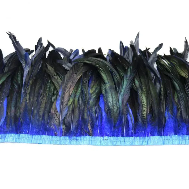 10-12inch (25-30cm) Decor Half Bronze Coque Rooster Feathers Fringe Ribbon Trim Carnival Festival Cock Tail Feather Trimming