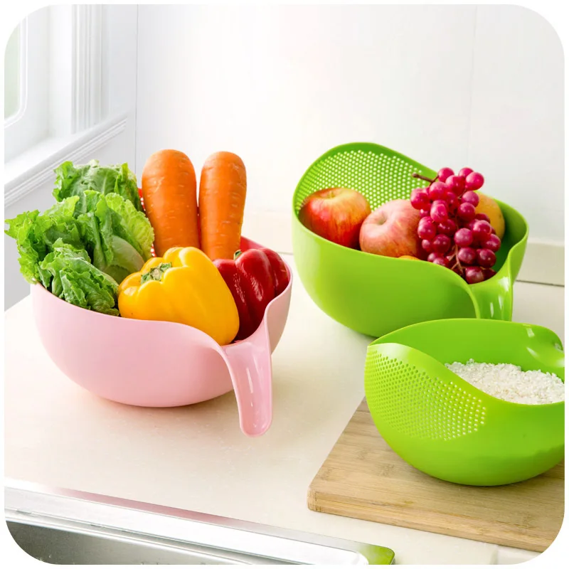 Пластиковый кухонный плотный дуршлаг для мытья риса, фруктов, овощей, можно мыть в посудомоечной машине