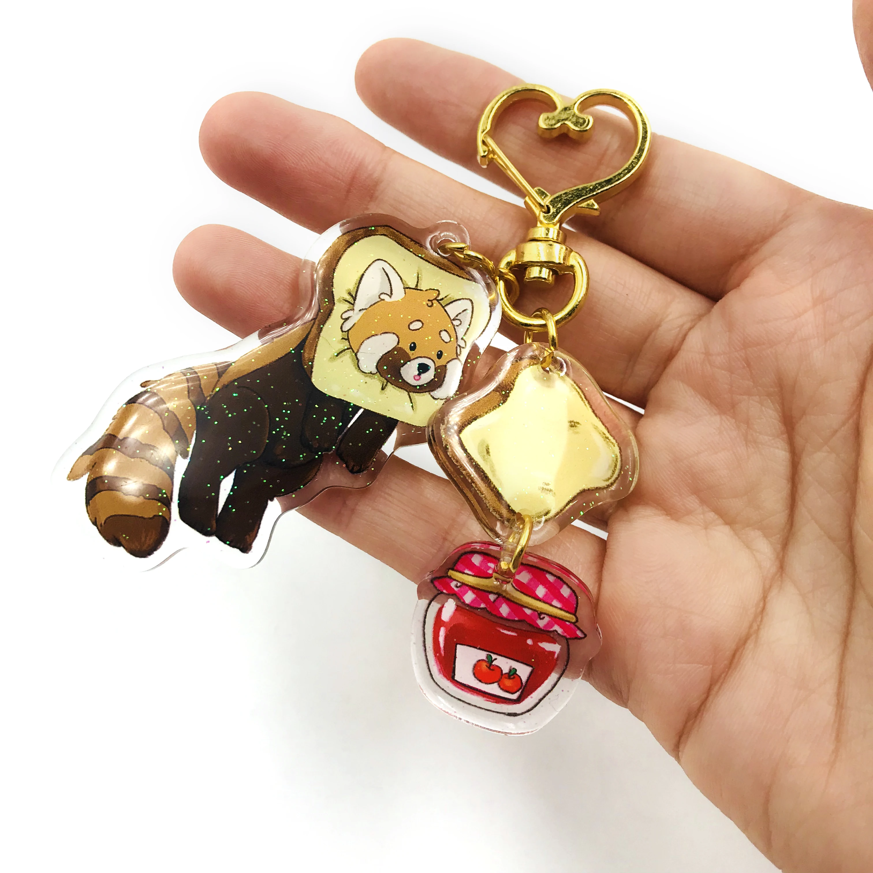 Unisex Two Sided Printed Personalized Flash Glitter Hologram Custom Acrylic Material Anime Keyrings