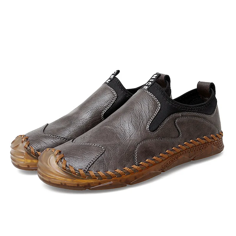 High Quality New Designer Flat Hand Sewn Moccasin Style Walking Casual Men Leather Shoes