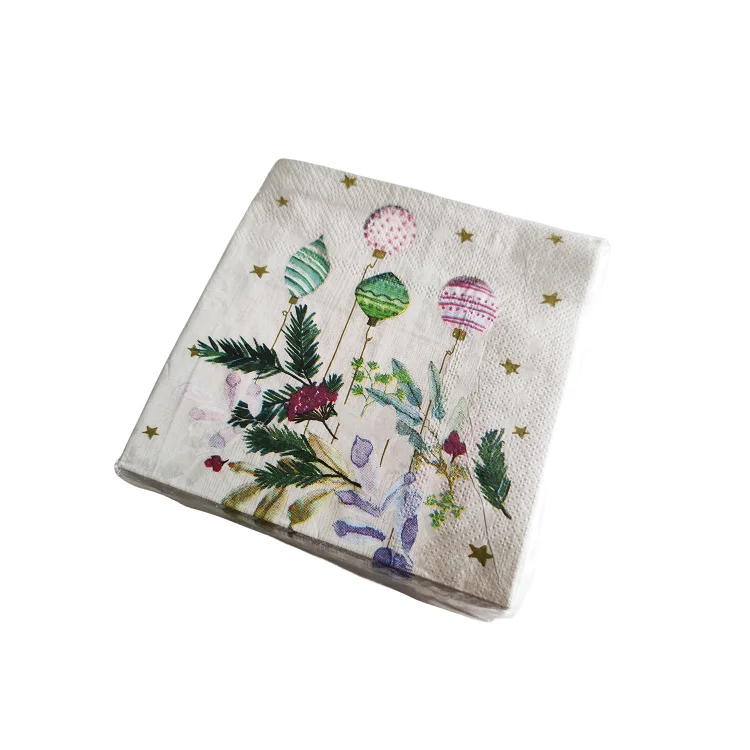 1/6 Fold Good Quality Printed Gold Foiled Personalized Elegant Cocktail Paper Napkins