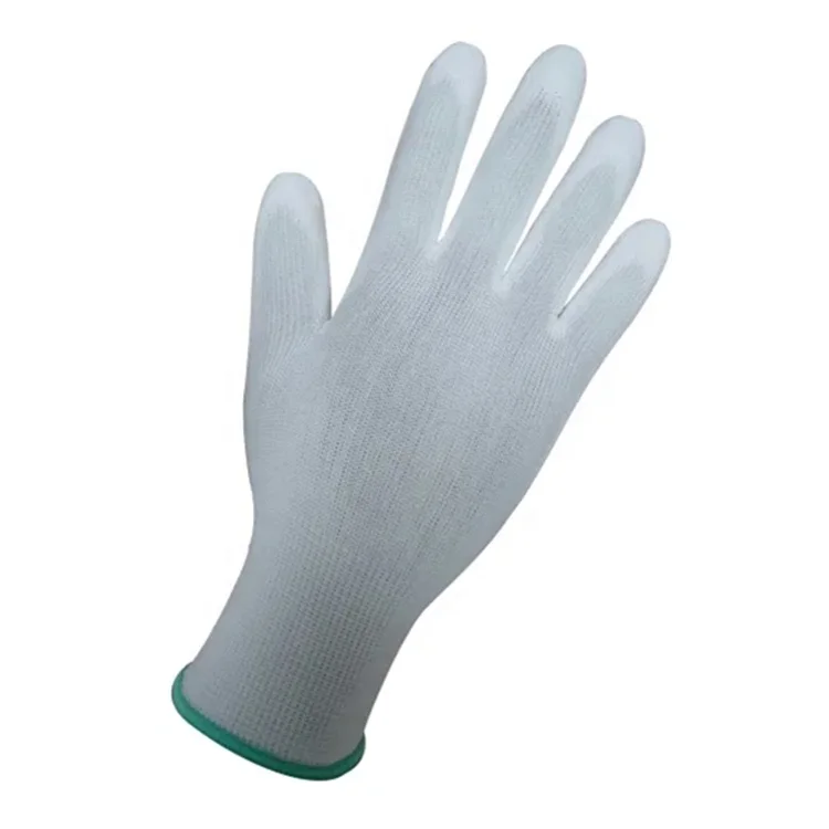 Pu Gloves Manufacturer PU13G White Polyester PU Glove Top Anti-static Working Gloves