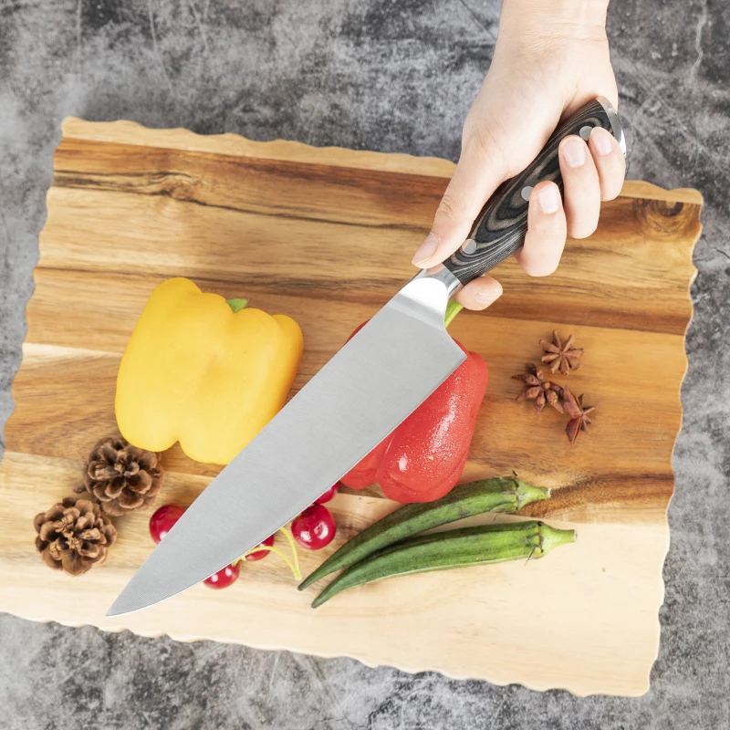 8 inch 5cr15 Stainless Steel Kitchen Knife Ergonomic Pakka Wood Handle Kitchen Chef Knife