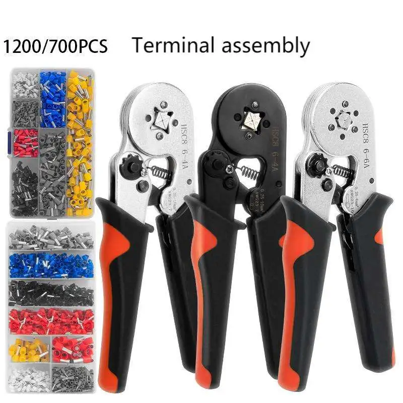 23-7AWG Quadrilateral Ratcheting Ferrule Crimping Plier 0.25-10mm Steel Wire Crimper Tool  Connectors