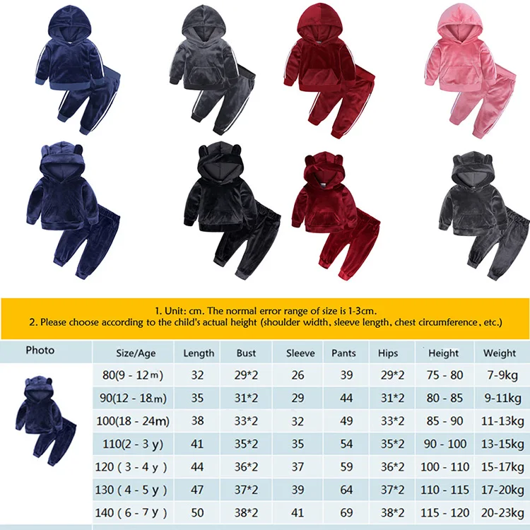 Оптовая продажа велюровые детские зимние комплекты одежды Бархатный спортивный костюм толстовка длинные штаны комплект из 2 предметов для мальчиков и девочек бега