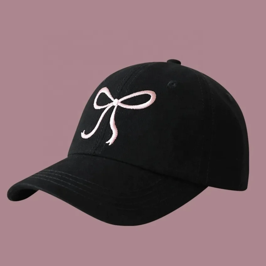 China wholesale colorful hats customized hats South Korea ins wind 2024 new big head round bow baseball cap girl sweet cute cap