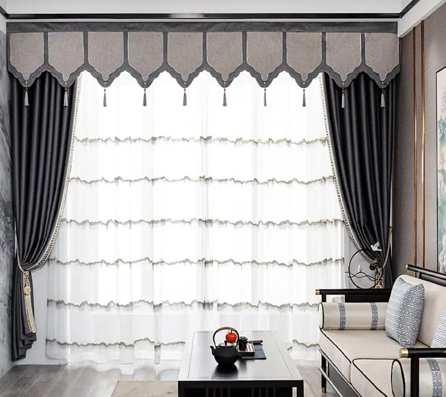2023 new Chinese style customized full shading blackout curtains landscape painting classic window curtains for study bedroom