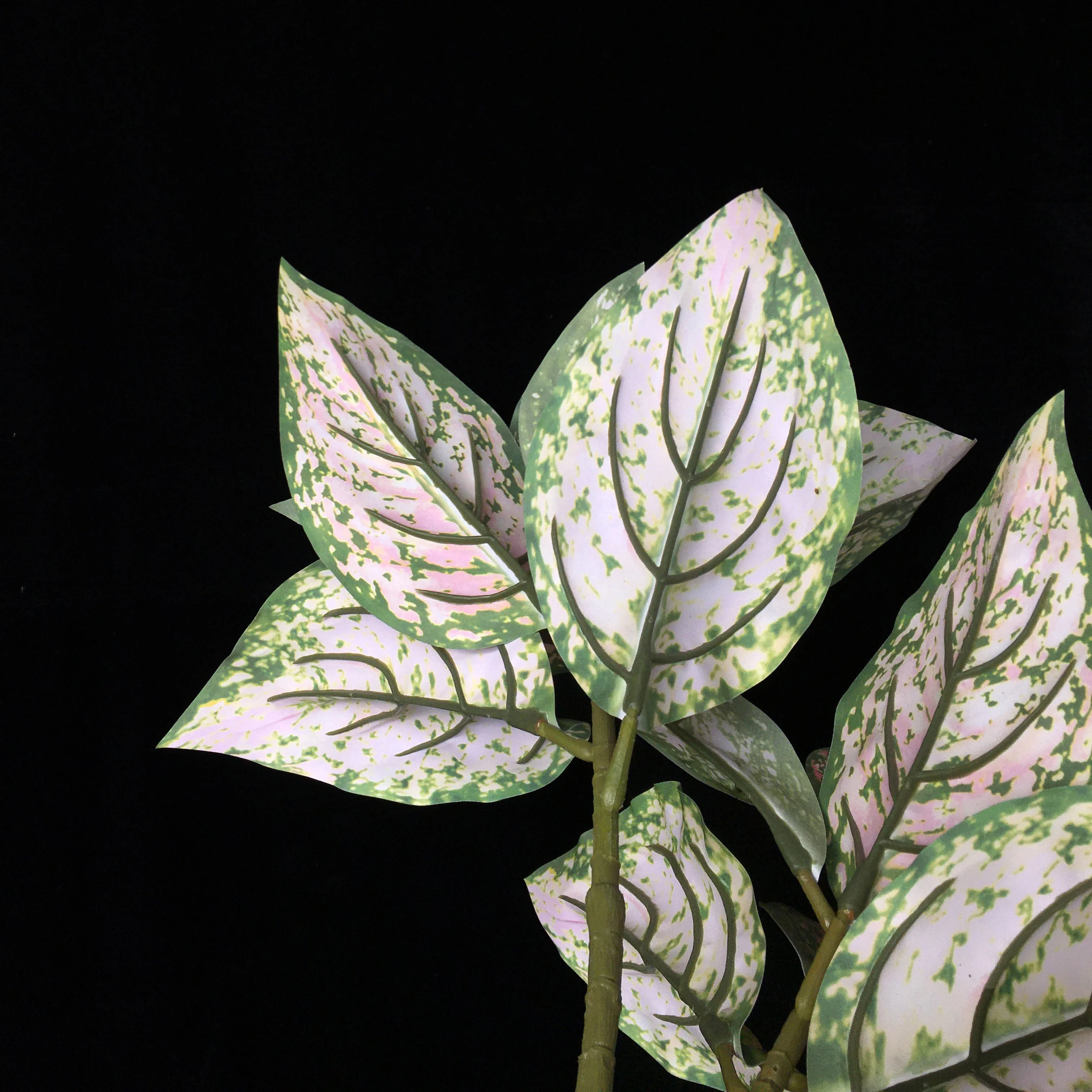 Long Stem Green Pink Plant Pictum Tricolor Houseplant Artificial Aglaonema Evergreen for Table Centerpiece Home Garden Shop Deco
