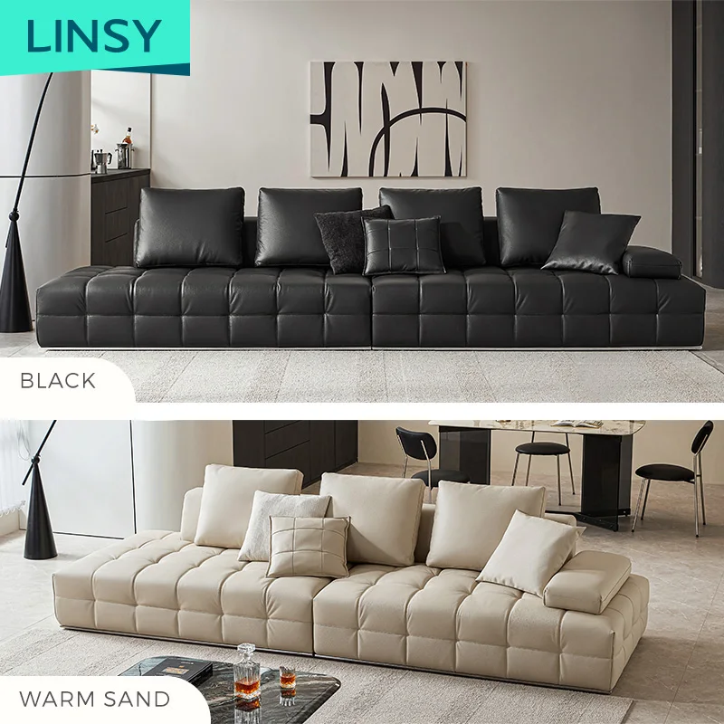 Linsy Italian style leather sofa high end leather living room Italian style couch sofa