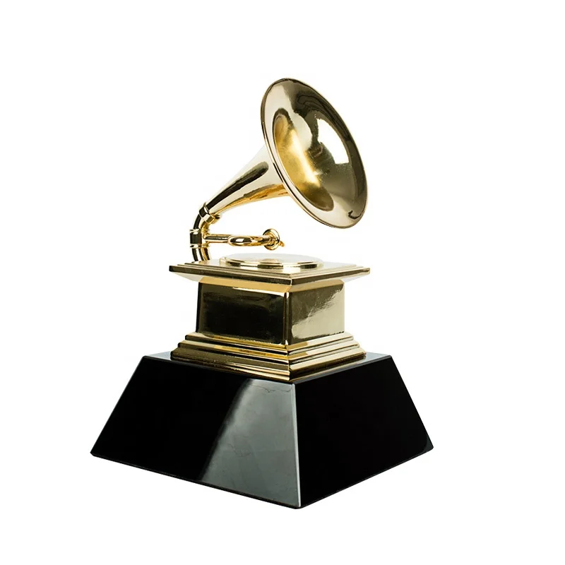 Design Metal Made 3D Gramophone Trophy Metal Gifts Souvenir Music Trophy Grammy Award Trophy