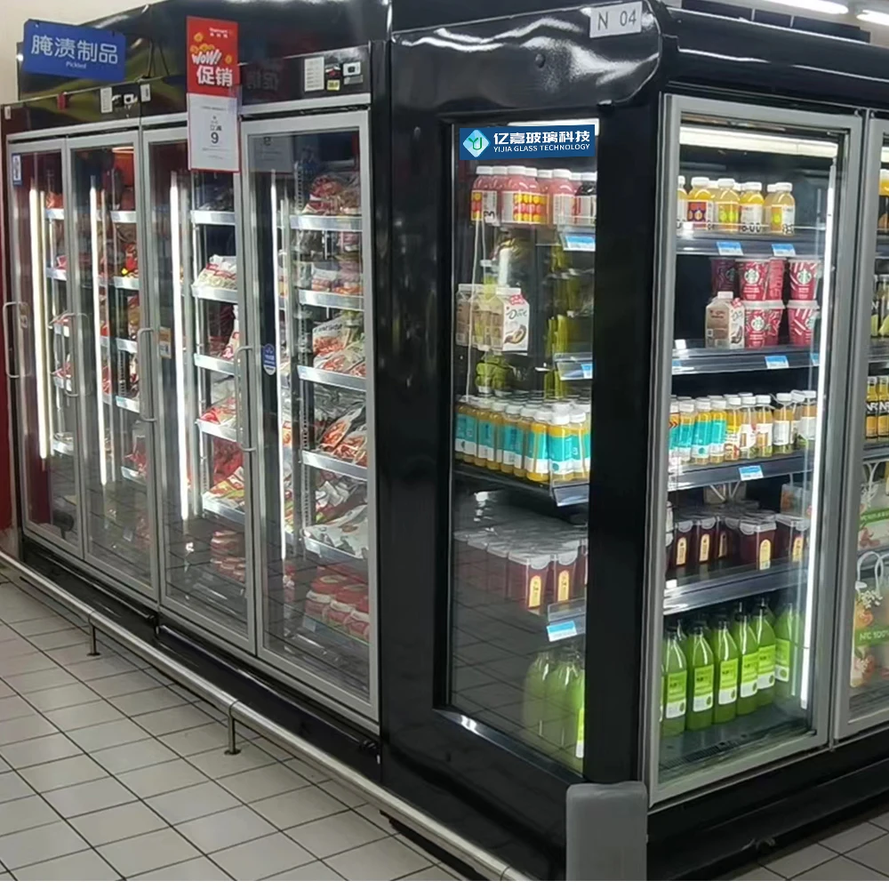 Good Quality Refrigerator Mini Fridge Display Showcase Double Glass Cake Case Bakery Cabinet Glass Door Price