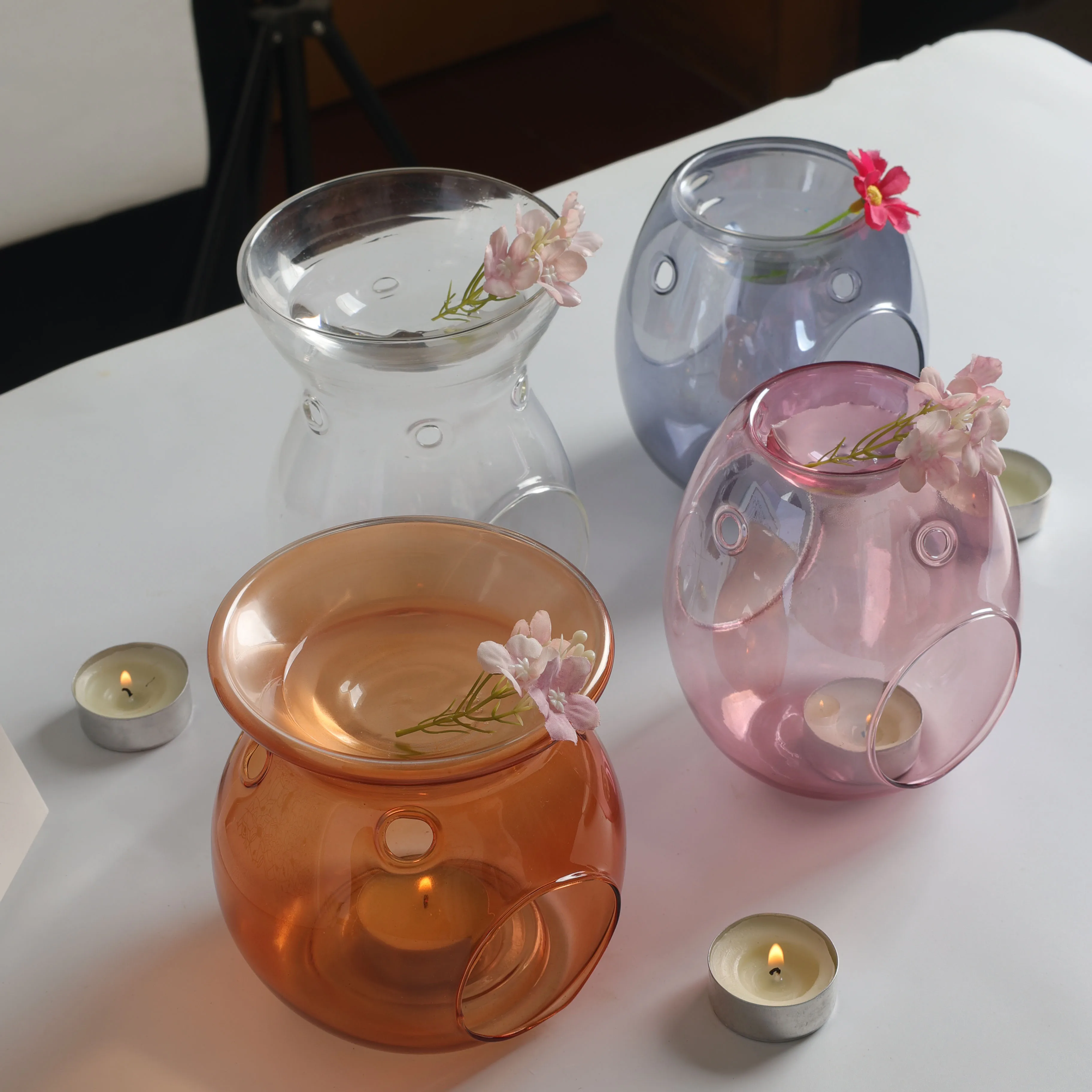 High Borosilicate pyrex Glass Aromatherapy Fragrance Lamp Heat-resistant Glass Candlestick
