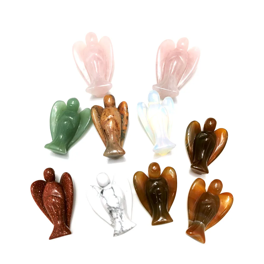 Crystal Angels Carving Crafts Wholesale Natural Crystal Hand-carved Angel Statue Or Angel Figures