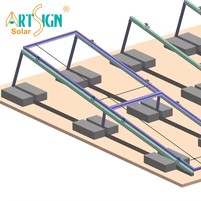 Art Sign Solar metal roof bracket PV aluminium mounting Kit triangle brackets ballasted mount