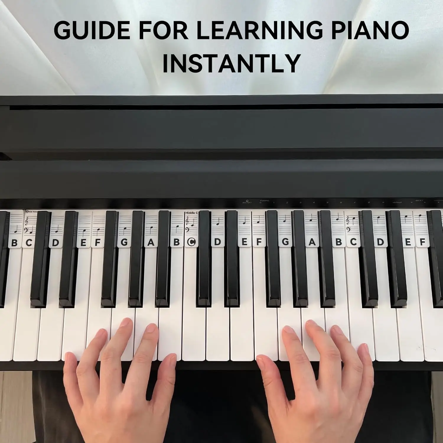 Piano Keyboard Note Labels for 88 Key Full Size No Need Stickers Made of Silicone Removable Piano Notes Guide for Beginner