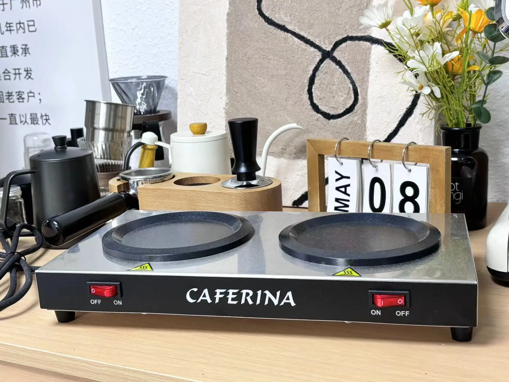 Double head coffee warmer tea boiler coffee machine coffee stove tea warmer