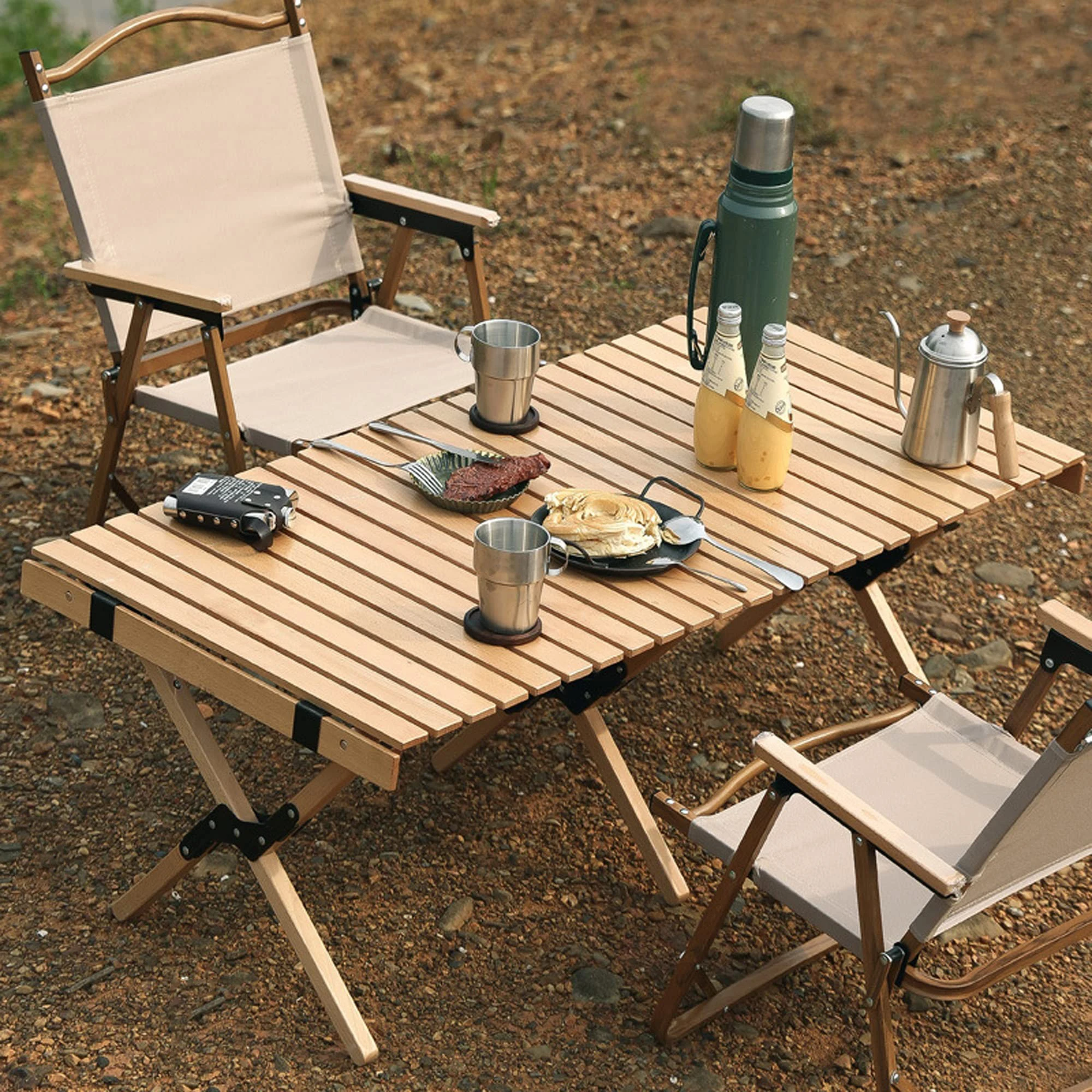 Folding Dining Chairs Set Outdoor Bar 180cm Egg Roll Aluminum Metal Garden Furniture Chair And Table With Storage Bag