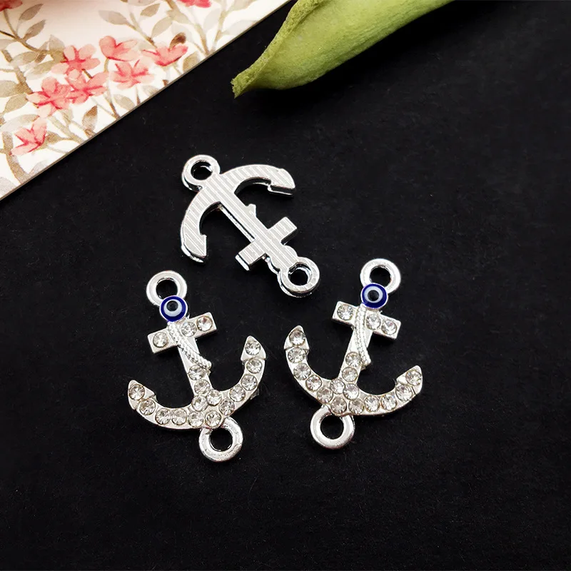 Wholesale Cubic Zirconia Devil Eye Charm Alloy Hamsa Hand Charm Pendant for Necklace Bracelet Making