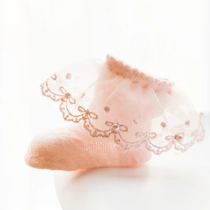 Cute Lace Flower Summer Newborn Baby girls  Cotton princess Anti Slip Socks