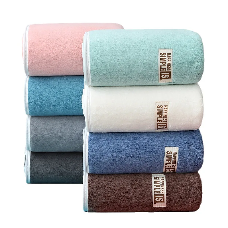 Solid coralvelvet thickened bath towel super soft and absorbent customized size with wrapped edges coral velvet large bath towel