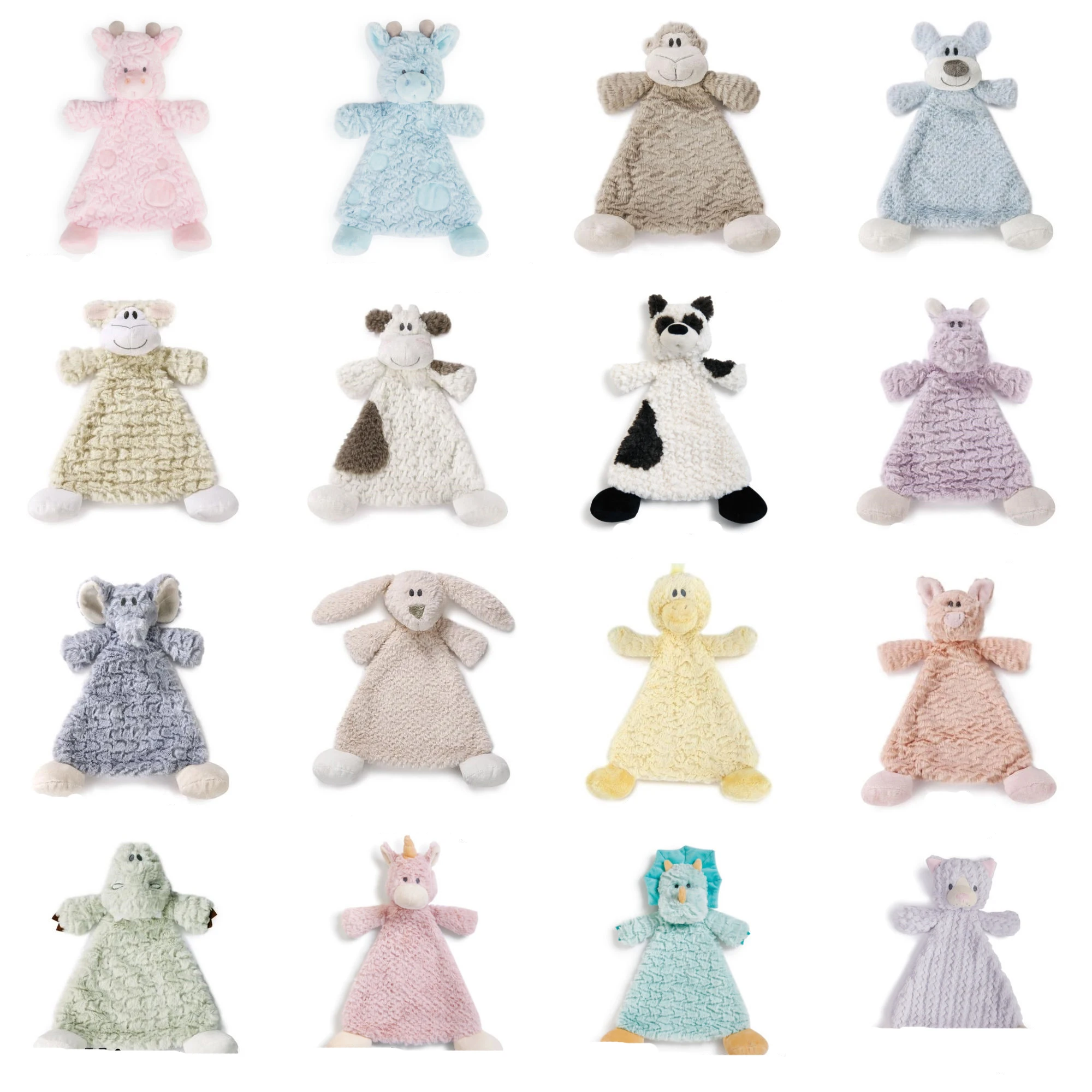 Hot Selling Comfortable Baby Teether Sleeping Swaddle Comforter Blanket Cute Lovey Plush Animal Head Security Soft Baby Blanket