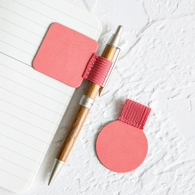 wholesales custom Self-Adhesive leather elastic loop clip pen holder travel  budget binder notebook planner pencil accessories