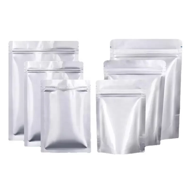 Reusable Mylar Storage Bags Stand Up Pouch Mylar Aluminum Foil Bag With Sheets Self-Adhesive Label Stickers For Food