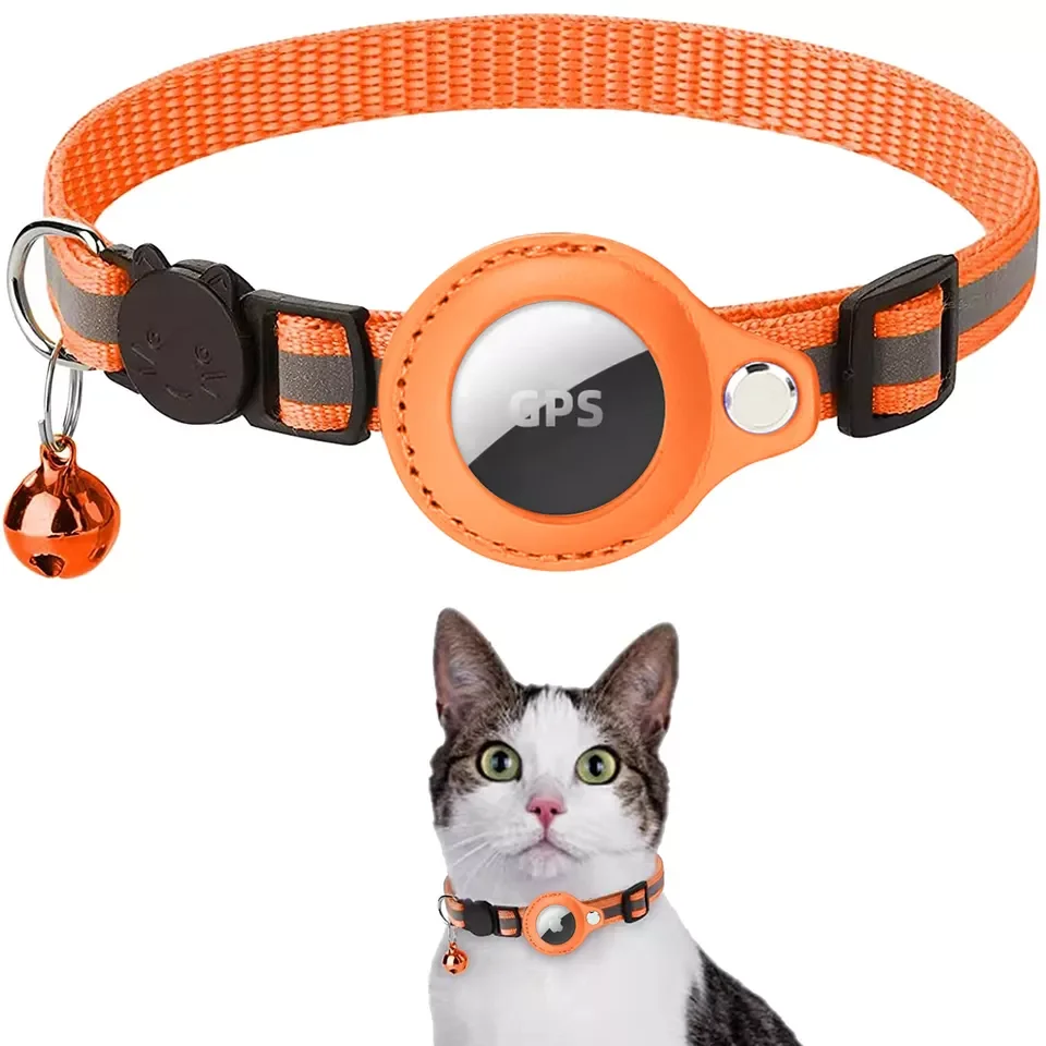 wholesale gps tracker multi color nylon tactical training pet dog collar with airtag holder