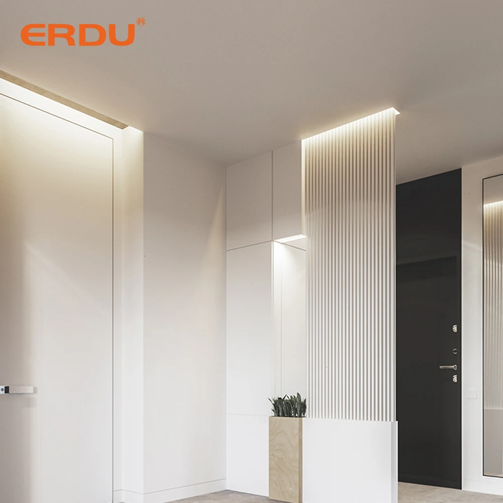 ERDU Aluminum Profile Drywall Led Profile Channel Ceiling Plaster For Led Strip Light