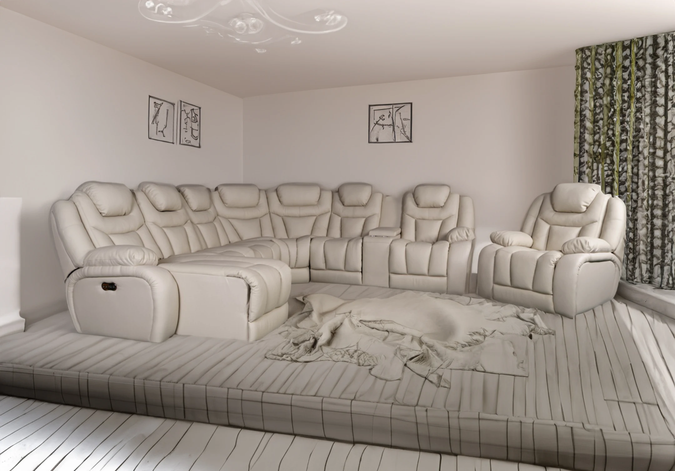 luxury sitting room home furniture 7 seater U L shaped modern leather power electric sectional sofa set recliner