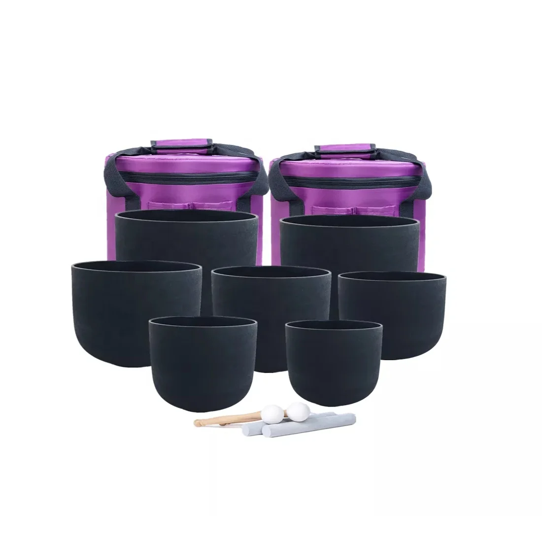 Чакра KVKA черная матовая кварцевая с кристаллами, набор из 7 шт. 7-12 дюймов с бесплатным чехлом