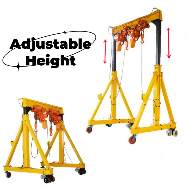 Workshop Steel 500kg 1 ton 3 ton mobile lifting adjustable height  gantry crane 1 ton 2 ton 5 ton self hoisting cranes on rails