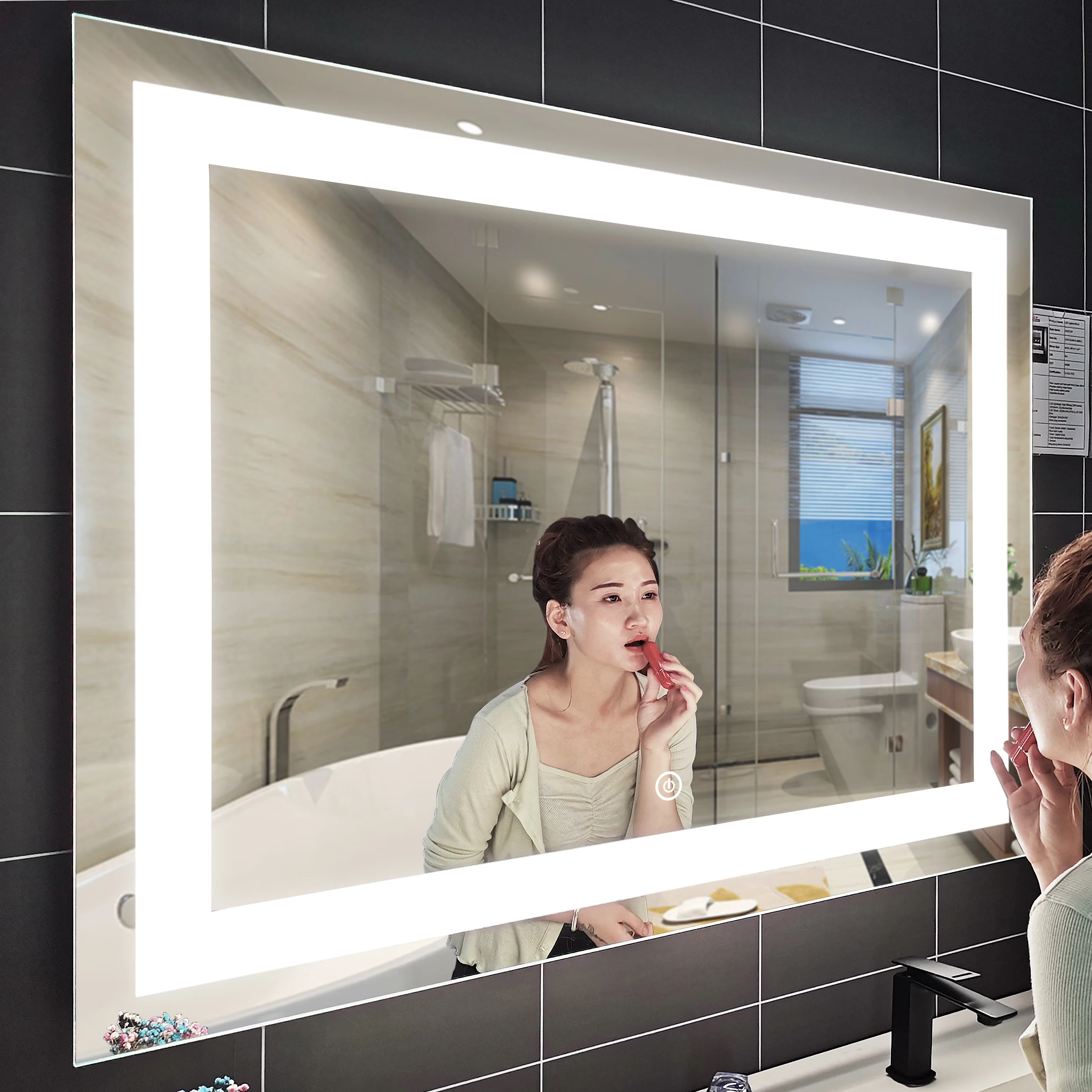 Factory HZW bathroom smart light mirrors hotel renovation full UL CE 24*36/60*36 touch sensor anti-fog CCT3000K-6000K mirror led