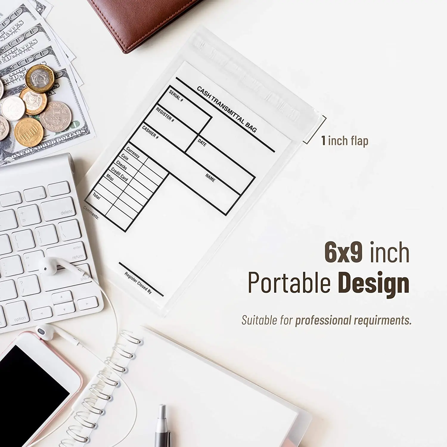 Bank Deposit Bags Extra Strength Tamper Evident Deposit Bags- Self Adhesive Seal Clear Plastic Poly Transmittal Bags