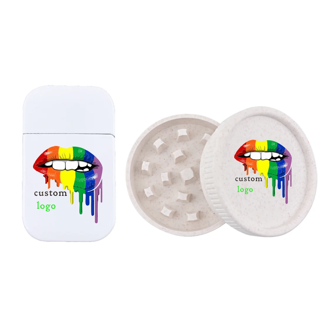 custom logo novelty design printing biodegradable smoking accessories herb grinder set