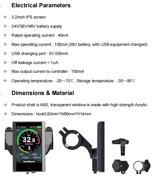 Ebike LCD Display 24V 36V 48V Electric Bike Kit Digit LCD Display Ebike Display