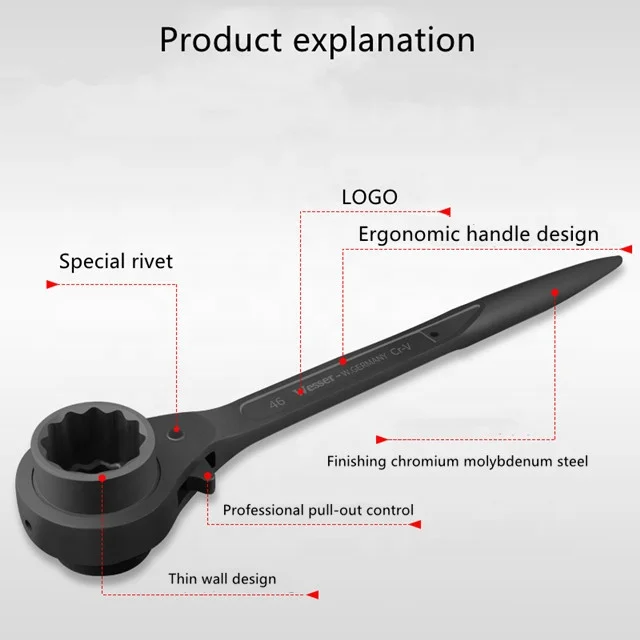 Chrome-plated sharp-tailed ratchet wrench quick dual-purpose ratchet socket wrench tool scaffolder wrench
