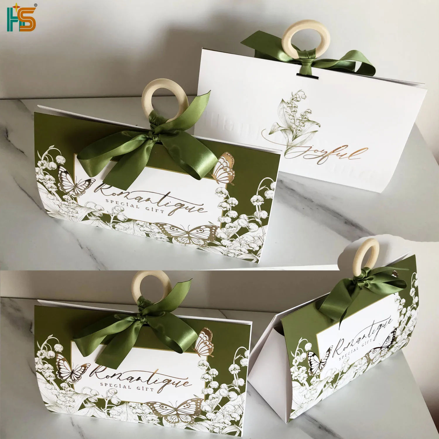 Custom Logo  Portable Folding Party Favor Chocolate Wedding Candy Gift Box Small Triangle Tin Paper Box Packaging
