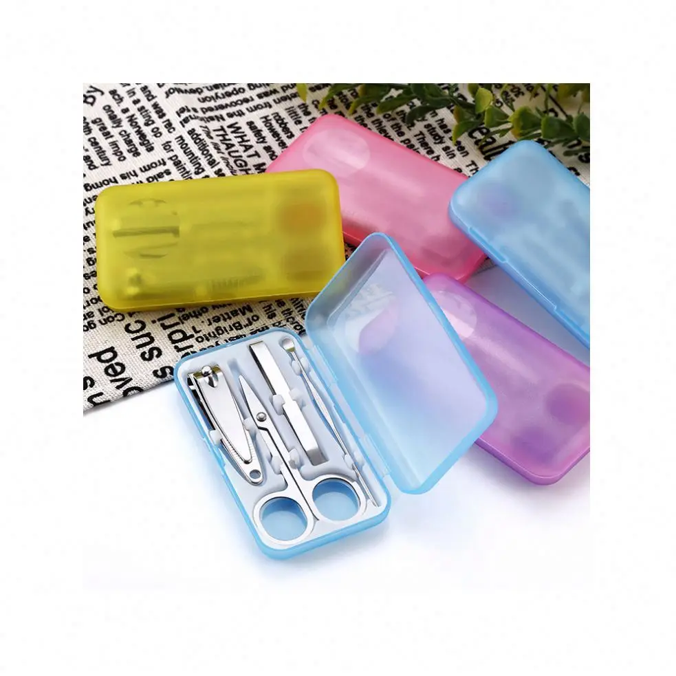 Wholesale factory price disposable 4 in 1 cheap colored mini Travel manicure kit toe nail clipper set